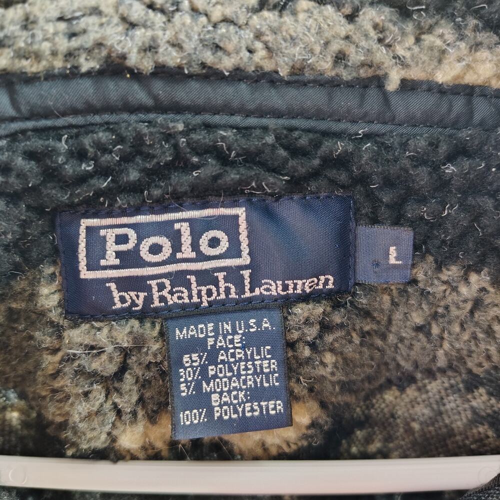 Vintage Polo Ralph Lauren Sweater Aztec Southwestern Sherpa Fleece Pullover L - Picture 4 of 12
